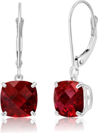 MAX + STONE Solid 14k Yellow or White Gold 8mm Cushion Cut Dangle Gemstone Earrings