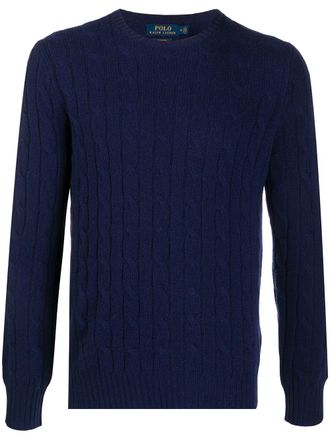 Polo Ralph Lauren Kabelgebreide hoodie - Blauw