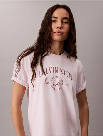 Calvin Klein Jeans Calvin Klein Womens Arch Varsity Logo Graphic Relaxed T-Shirt - Pink - XS