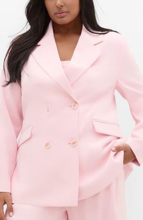 City Chic Holly Double Breasted Blazer in Soft Pink at Nordstrom, Size Xxxs