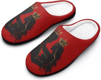 Generic African Hot Queen And King Mens House Slippers Memory Foam Washable Cotton Slip on Home Shoes