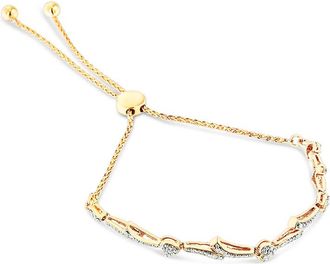 House of Brilliance 14K Yellow Gold Plated.925 Sterling Silver Round-Cut Diamond Accent Bracelet (I-J Color, I2-I3 Clarity) - 6 to 9 Adjustable