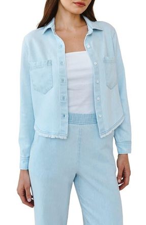 Bella Dahl Frayed Hem Chambray Button-Up Shirt in Coastal Fade Wash at Nordstrom, Size X-Small