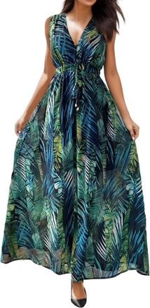 Generic Summer Dress Womens Long Dresses Womens Summer Wrap Dress Backless Dress Summer Dresses Flower Dress Maxi Dress Pleated Dress Flowers Black White Wome