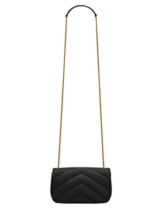 Saint Laurent Womens Shoulder Bag Loulou Mini Black Lamb Leather