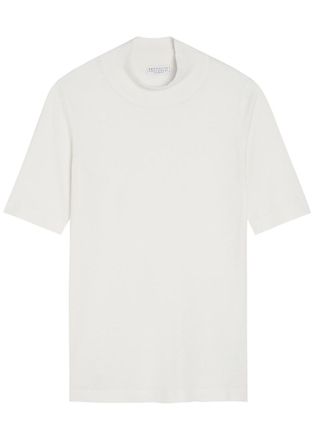 Brunello Cucinelli Turtle-neck Cashmere and Silk-blend top - White - S (UK8-10 / S)