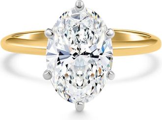 Pompeii3 Certified 4Ct Oval Solitaire Diamond Engagement Ring 14k Gold Lab Grown