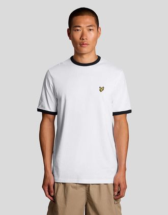 Lyle & Scott Lyle And Scott Mens Ringer Cotton Crew Neck T-Shirt - White - Size: 36
