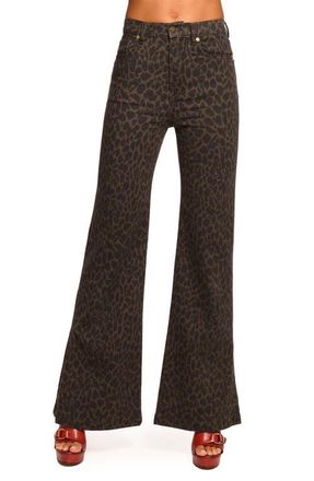 Ramy Brook Tyra Print Flare Jeans in Deep Olive Animal at Nordstrom, Size 28