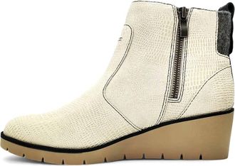 Revere Comfort Shoes Womens Amarillo Wedge Boots In Oyster Lizard
