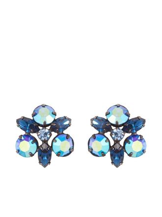 Susan Caplan Vintage Orecchini a clip con cristalli anni 1950 - Blu
