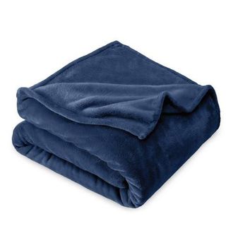 Bare Home Microplush Fleece Throw Blanket in Dark Blue at Nordstrom, Size Standard