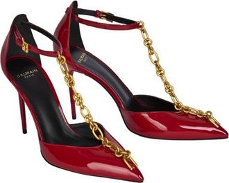 Balmain Sync Patent Leather Stilettos With Pointed Toe in Red at Nordstrom, Size 40