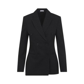 Alexander McQueen Blazer de Raya Diplom&aacute;tica Cruzado - Jackets - Mujer - Negro - M