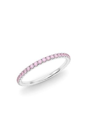 HauteCarat Petite Fancy Pink Lab Created Diamond Eternity Ring in 18K White Gold at Nordstrom, Size 6.5
