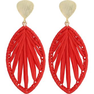 Panacea Rattan Marquise Drop Earrings in Red at Nordstrom