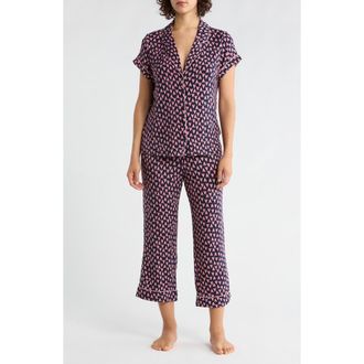 Nordstrom Rack Tranquility Cropped Pajamas in Navy- Pink Painted Hearts at Nordstrom Rack, Size X-Small