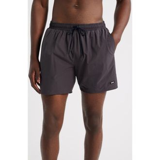 BOSS Solid Stretch Swim Trunks in Dark Grey at Nordstrom Rack, Size Xx-Large