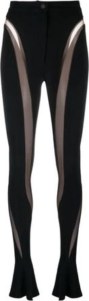 MUGLER Leggings met transparante panelen en uitlopende pijpen - Dames - Leggings - Zwart - M - Broeken