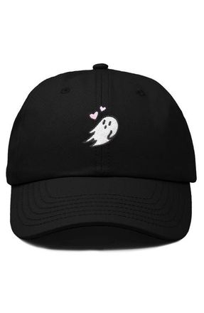 Dalix Heartly Ghost Embroidered Cap in Black at Nordstrom