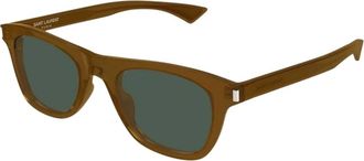 Saint Laurent Rechthoekige Zonnebril - Heren - Zonnebrillen - Bruin - 51 MM - Accessoires