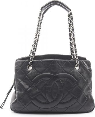 Chanel Black Grained Calfskin Handbag Tote Bag (Pre-Owned)