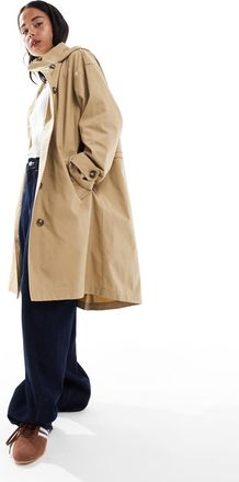 Asos Trench con cappuccio color pietra slavato-Neutro