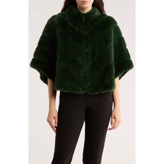 La Fiorentina Faux Fur Capelet in Deep Olive at Nordstrom Rack
