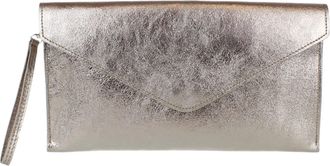 Girly HandBags Womens Leather Italian Metallic Shimmer Envelope Wrist Clutch Bag (Platinum)