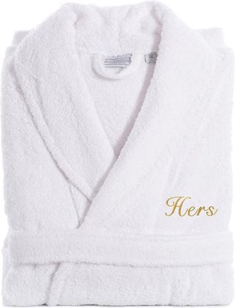 Linum Home Textiles Embroidered Hers Terry Bathrobe