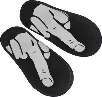 Generic Breathable House Slipper Hand Middle Finger Cotton Slipper Fluffy Home Slippers for Winter Travel Hotels M