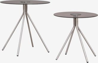 Sklum Set Di 2 Tavolini Rotondi In Acciaio Inossidabile E Vetro Temperato Itsoro Sklum