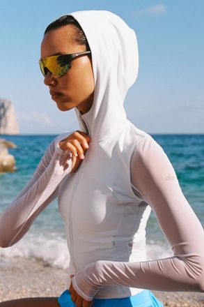 Alo Softsculpt Superset Full Zip Jacket in White, Size: 2XS