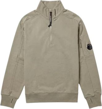 C.P. Company Diagonal Raised Fleece Lens Half Zip Sweatshirt - Heren - Sweatshirts - Beige - 2XL - Katoen - Hoodies & sweatvesten