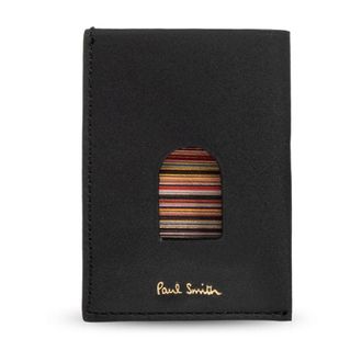 Paul Smith Wallets & Cardholders, male, Black, Size: ONE SIZE Striped Leather Cardholder