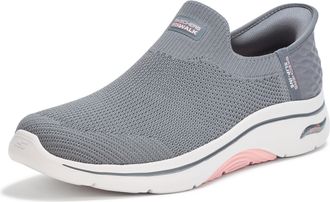 Skechers Womens Go Walk Arch Fit 2.0 Val Hands Free Slip-ins Sneaker, Charcoal/Pink, 6.5 UK