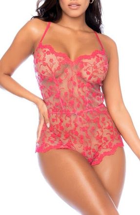 Mapalé Lace Romper in Cherry at Nordstrom, Size X-Large