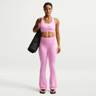 Nike Womens One High-Waisted Flared Leggings in Pink | IB9135-621
