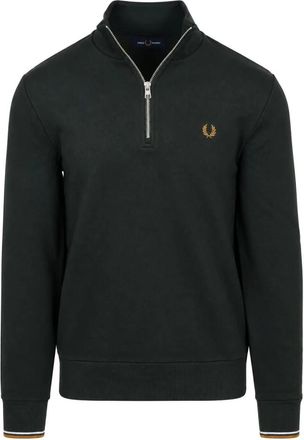 Fred Perry Felpa con mezza zip - - Sweatshirts & Hoodies - Uomo - Verde - M