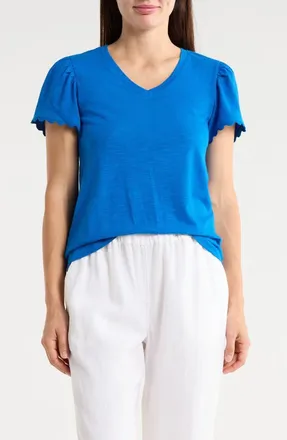 Caslon Scallop Trim T-Shirt in Blue Racer at Nordstrom Rack, Size X-Large
