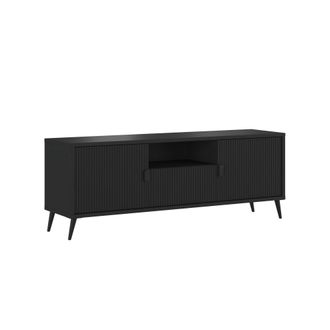 Oresteluchetta Mueble tv 2 puertas total black con caj&oacute;n y hueco d&iacute;a, 61x154x40 cm