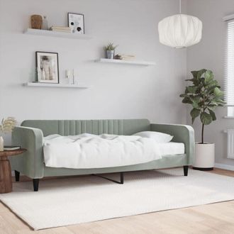 vidaXL Vidaxl - Furniture Limited - Sof&aacute; Cama Con Colch&oacute;n Terciopelo Gris Claro