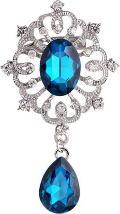 Bluelans Luxury Brooch Stunning Rhinstones Crystals Floral Pin Brooch (Peacock Blue)