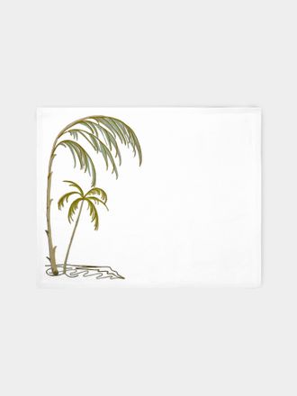 Loretta Caponi Set of 2 Palm Tree Hand-Embroidered Linen Rectangular Placemats