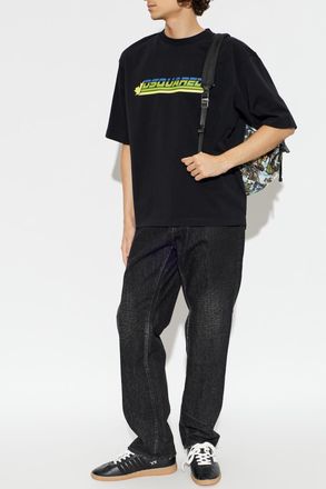Dsquared2 Cotton T-shirt With Printed Logo, Mens, Black