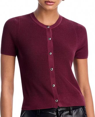 Rag & Bone Dina Short Sleeve Cardigan In Prune