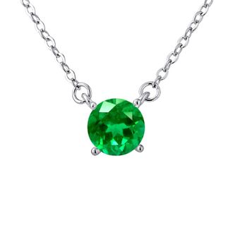 Lola Van Der Keen Solitaire ketting 6 mm groen zirkoniumoxide Serti 4 klauwen zilver 925