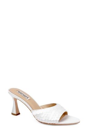 Badgley Mischka Winika Slide Sandal in White Satin at Nordstrom, Size 8.5