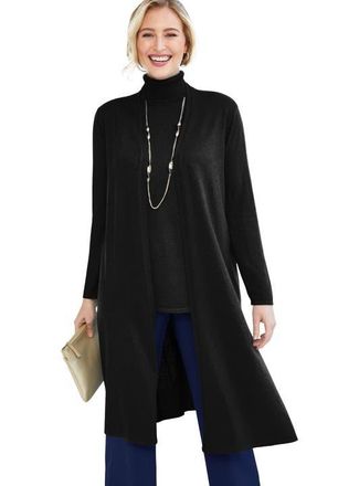 Jessica London Carefree Cashmere Duster Sweater in Black at Nordstrom, Size 20