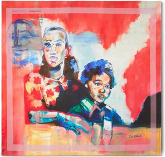 Stuart Weitzman x KidSuper zijden sjaal met print - Rood